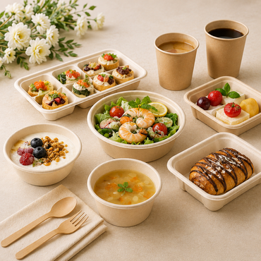 Disposable food packaging for events and hospitality catering