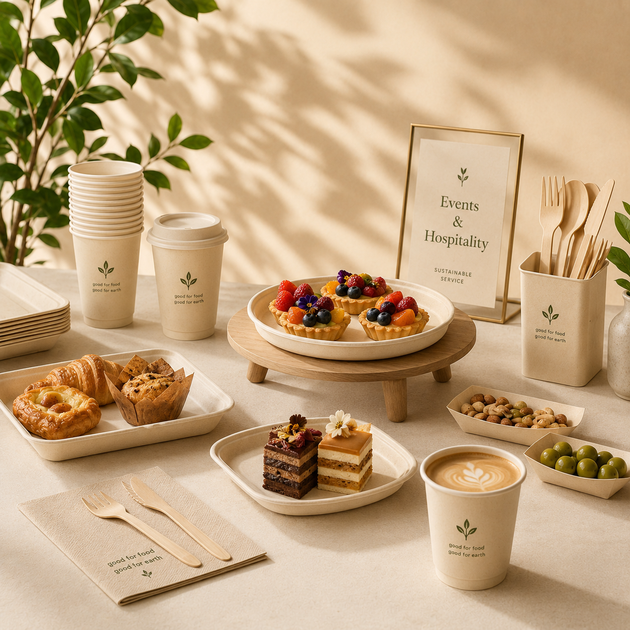 Plant-based tableware for events and hospitality