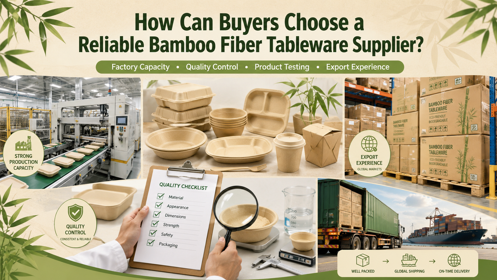 Bamboo fiber tableware factory, production lines, and quality-control inspection
