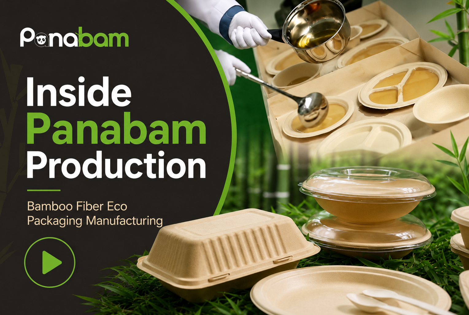 Inside Panabam production process for bamboo fiber eco food packaging manufacturing