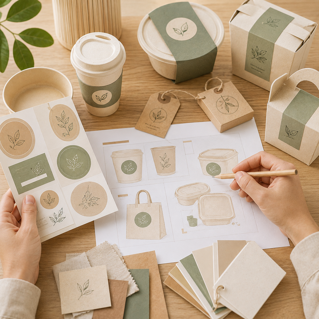 Logo and packaging design for custom food packaging with labels, sleeves and branded containers