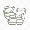 Multiple food container formats including clamshells and compartment boxes