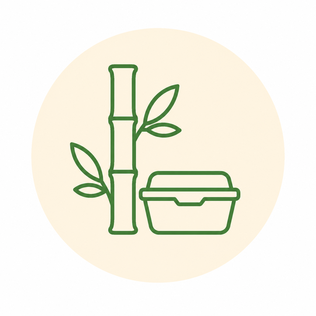 Natural materials icon for bamboo fiber food packaging
