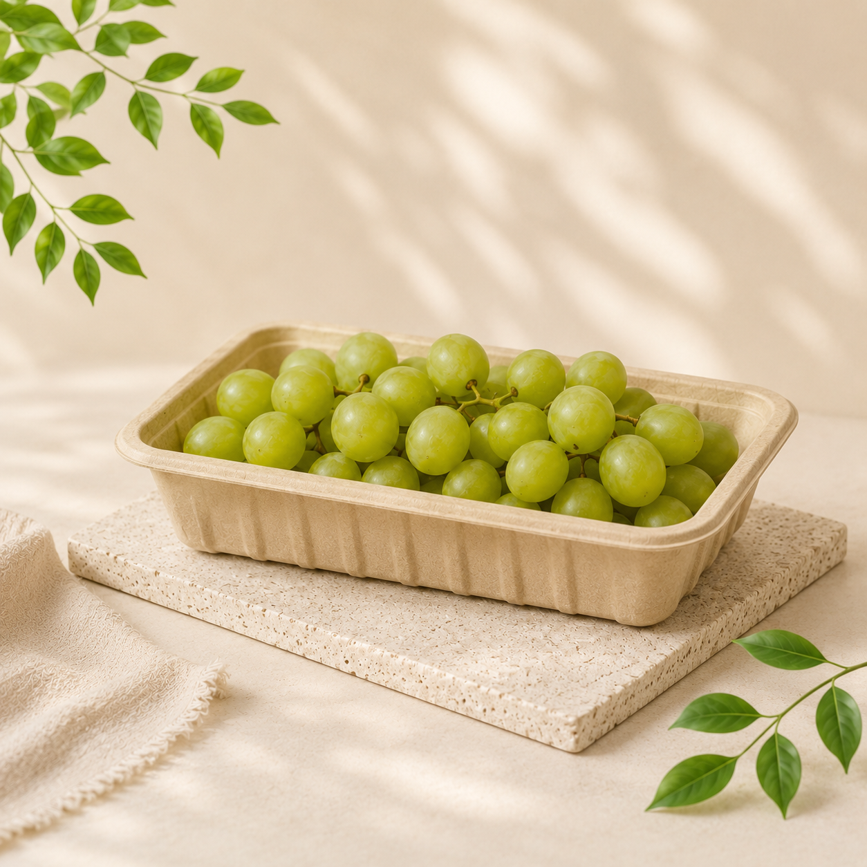 bamboo fiber produce tray for fruits vegetables and supermarket packaging