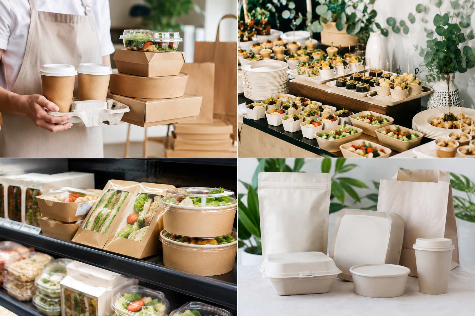 Plant-based food packaging applications for takeaway, catering, retail and private label projects