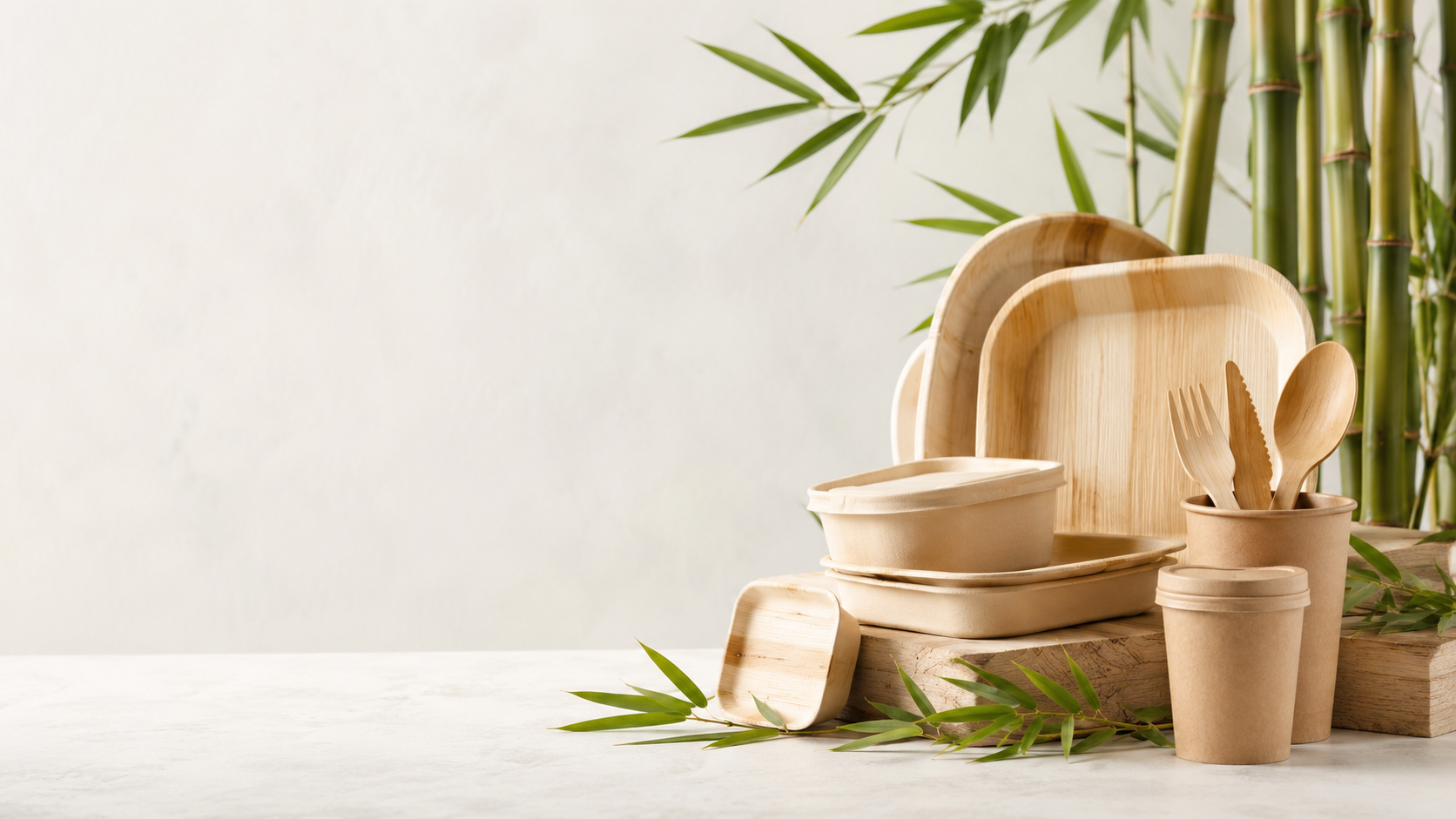 Plant-based food packaging made from bamboo fiber, wood and other plant-based materials