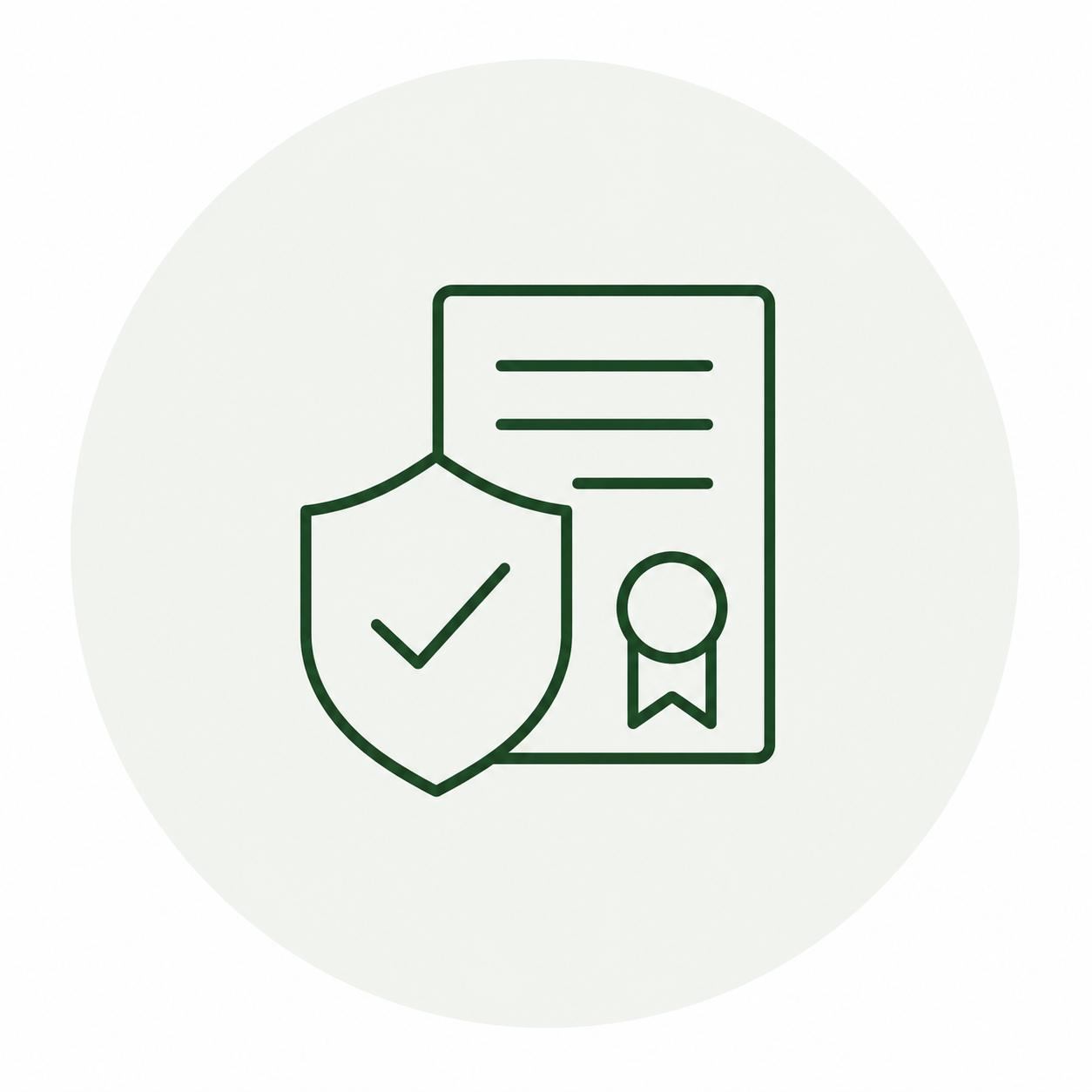 Quality and testing support icon for food-contact packaging compliance and documentation