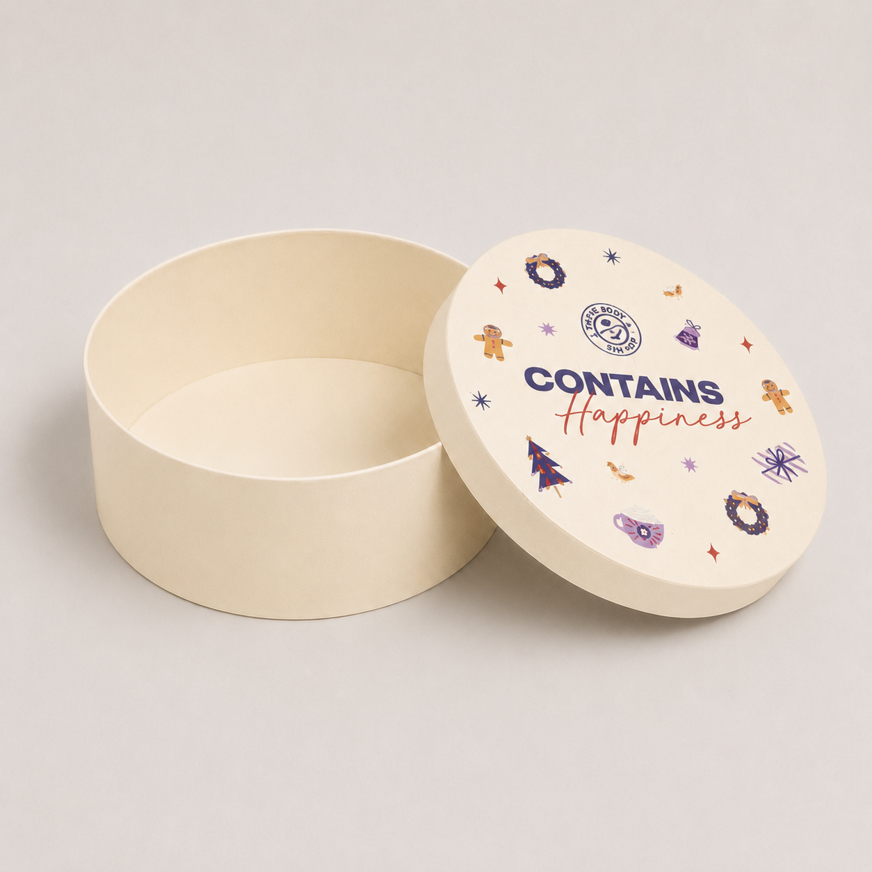 Round wooden food box with matching lid