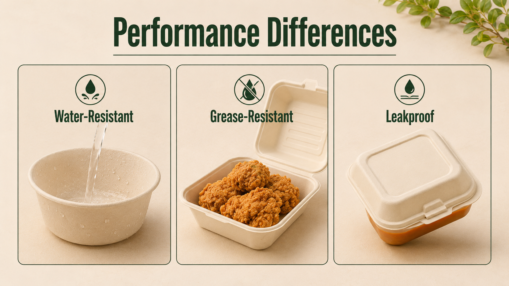 Difference between water-resistant, grease-resistant and leakproof food containers