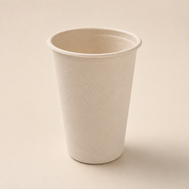 Molded bamboo fiber cups in multiple sizes for foodservice beverage applications