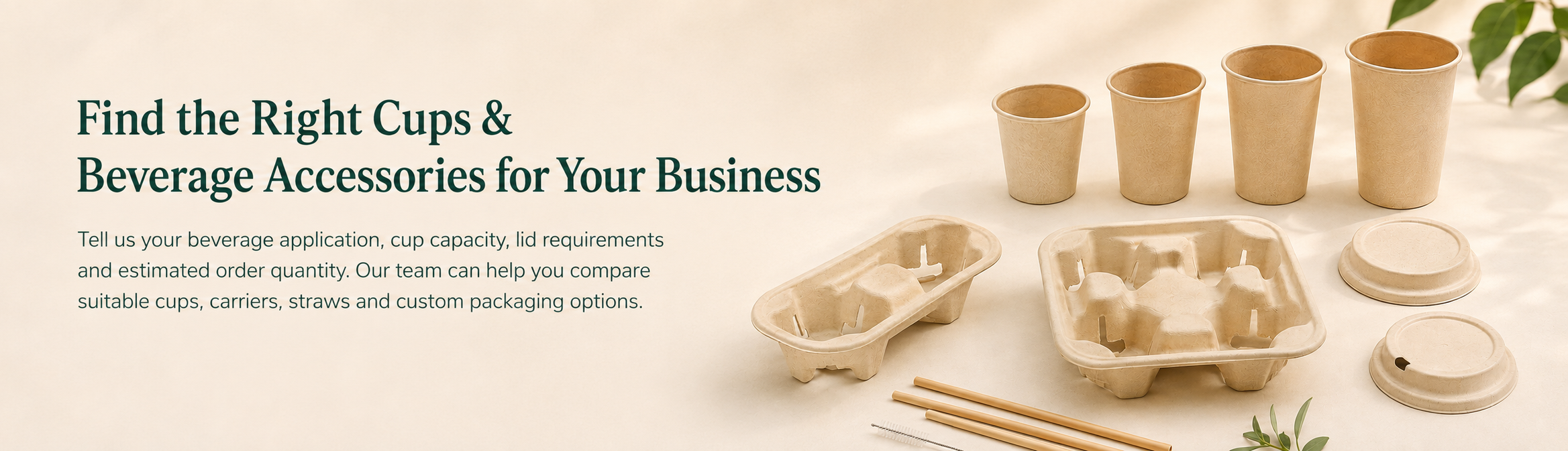 Disposable cups, bamboo fiber lids, cup carriers and beverage accessories for B2B foodservice sourcing