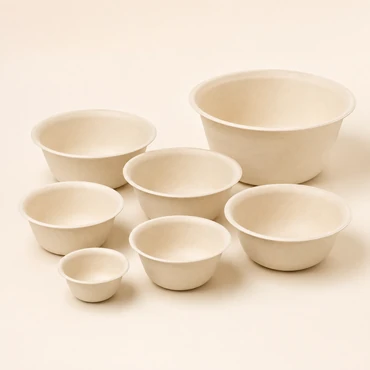 Custom bamboo fiber disposable bowl capacities for wholesale food packaging projects