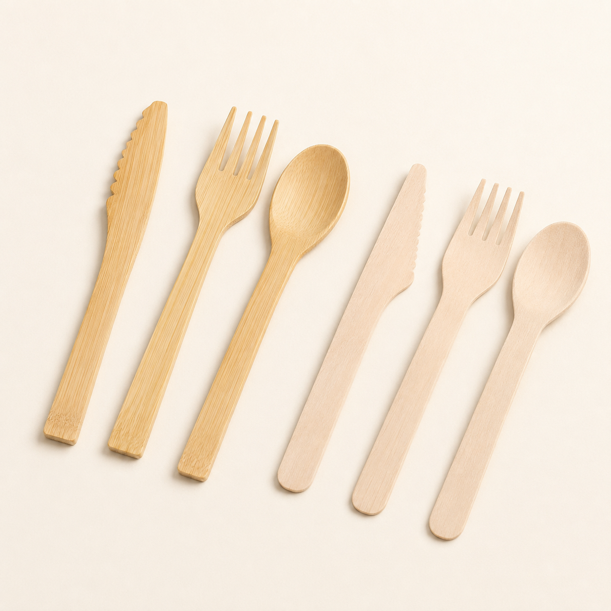Disposable fork knife and spoon sets for takeaway catering and hospitality