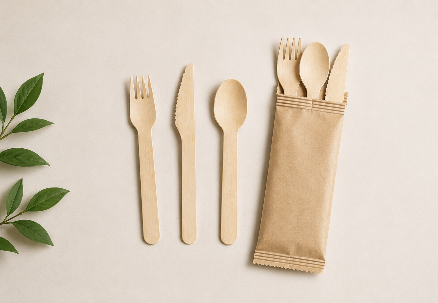 Disposable wooden forks knives spoons and specialty utensils for takeaway and catering