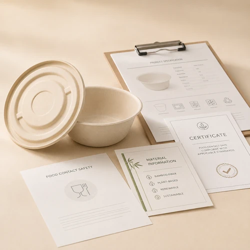 Disposable bowl product specifications, material information and food-contact documentation support