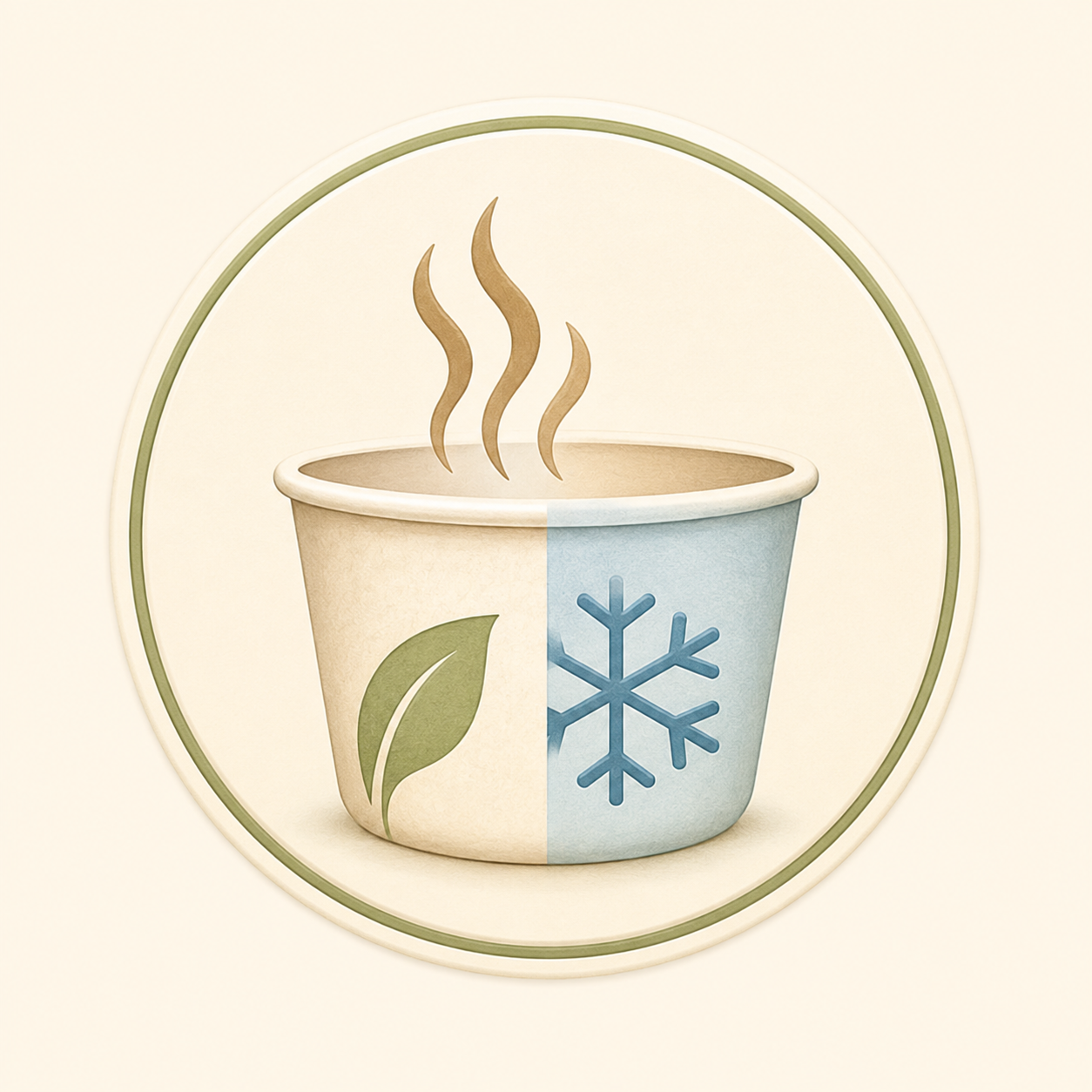 Hot and cold suitable icon for bamboo fiber cups from minus 20 to 100 degrees Celsius