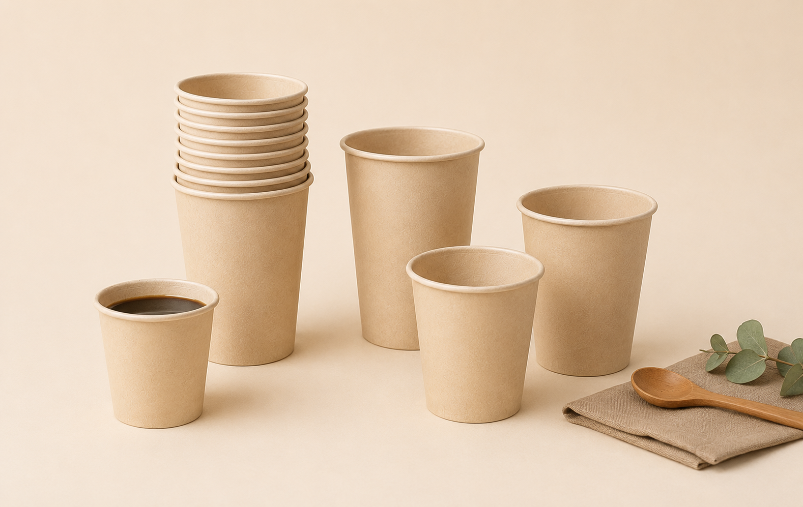 PE-coated bamboo paper cups for coffee tea and takeaway beverage service