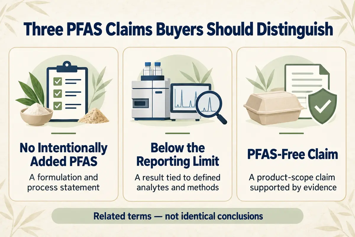 Comparison of PFAS-free claims intentionally added PFAS testing and reporting limits